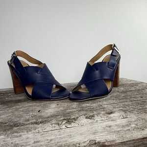 Women's Navy Heeled Sandals